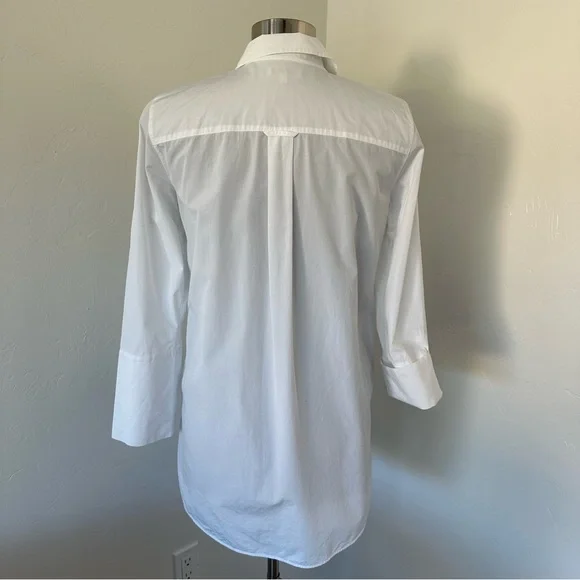 Lafayette 148 New York Wilkes Italian Sculpted Button Up Tunic Shirt Sz S - Picture 11 of 16